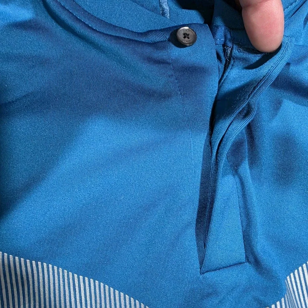 Nike‎ Dri-Fit Tiger Woods Blade Collar Polo Shirt Men M Blue Golf Reflective
